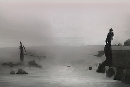 A pier, almost entirely missing, faded into the memories of the lake.